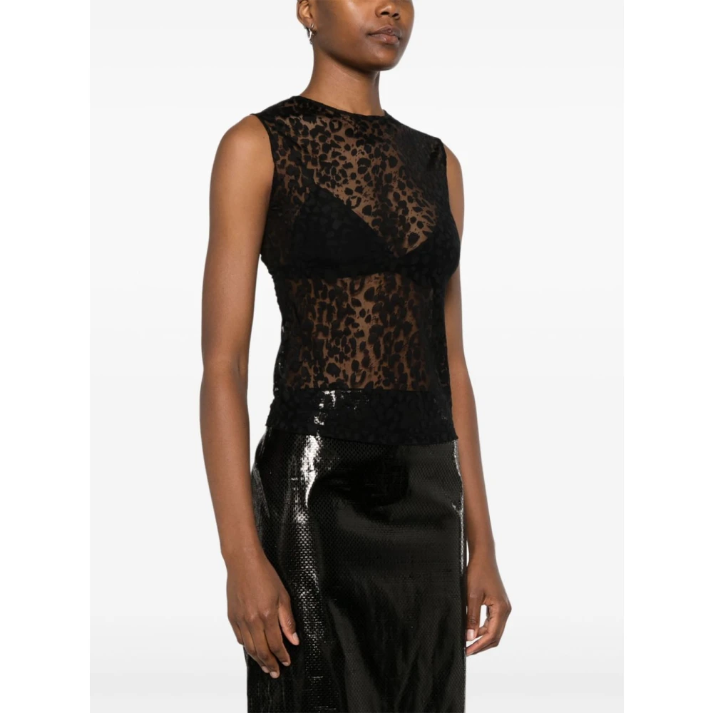 alexander mcqueen Luipaardprint Mouwloze Top Zwart Black Dames
