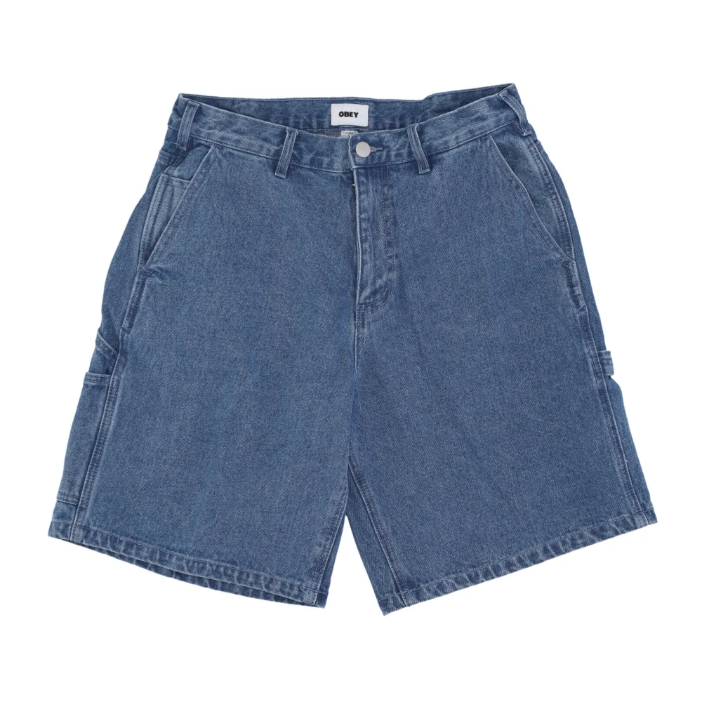 Obey Blue Denim Carpenter Shorts Light Indigo - Male - Denim Shorts - W32 - Shorts