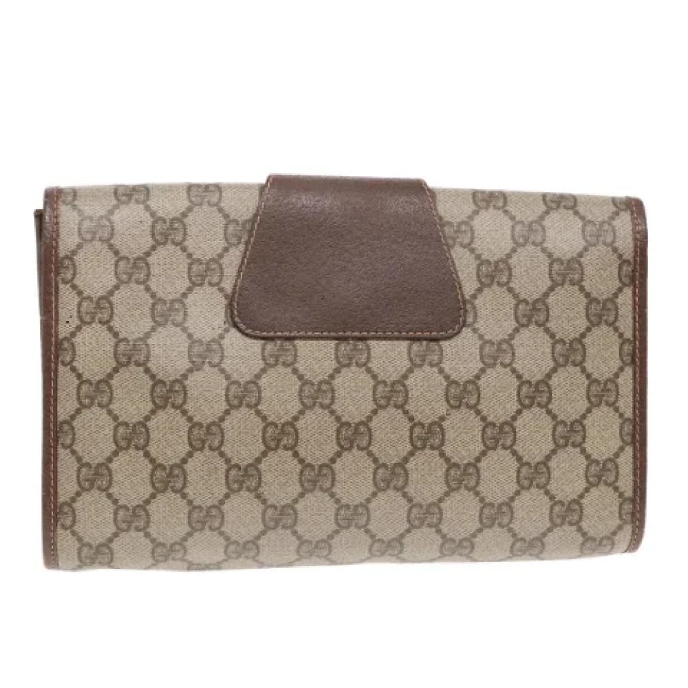 Gucci Vintage Pre-owned Leather clutches Beige Dames