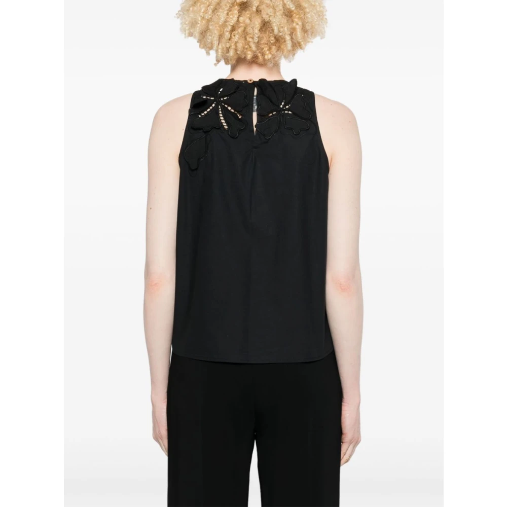 Forte Zwarte Top met Sleutelgatdetail Black Dames