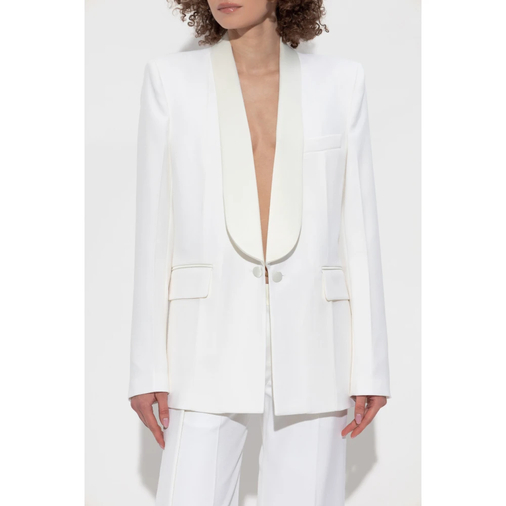 Victoria Beckham Blazer met wollen afwerking White Dames