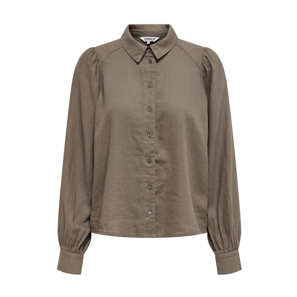 Only Linnen Pofmouw Blouse Brown Dames