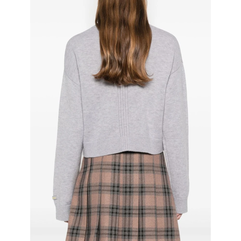 pinko Grijze Wol Kohona Sweater met Tekst Gray Dames