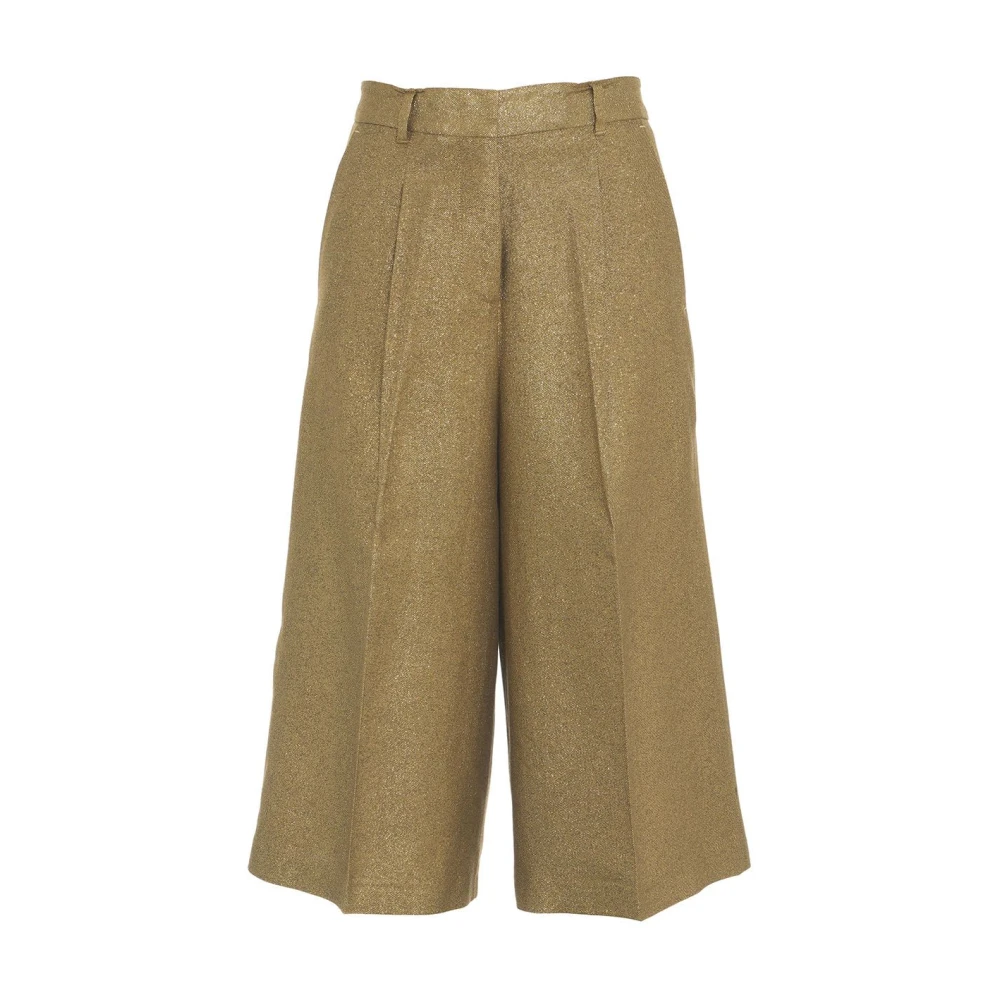 Liu Jo Lurex Bermuda Shorts met riemlussen Yellow Dames