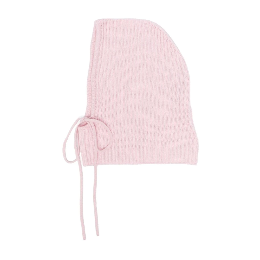 Wild Cashmere Rosa Räfflad Cashmere Balaclava Mössa Pink, Dam