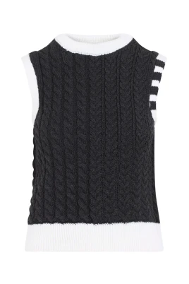 Merino Wool Aran Cable Shell Top