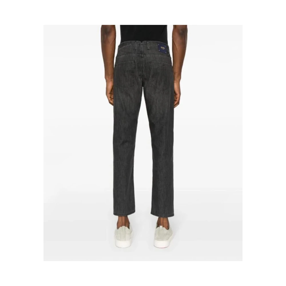 Incotex Blauwe Slim Jeans met knoopsluiting Black Heren