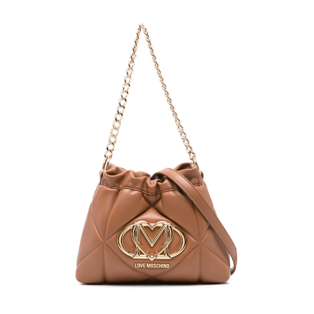 Love Moschino Kameelbruine Ketting-Link Schoudertas Brown Dames