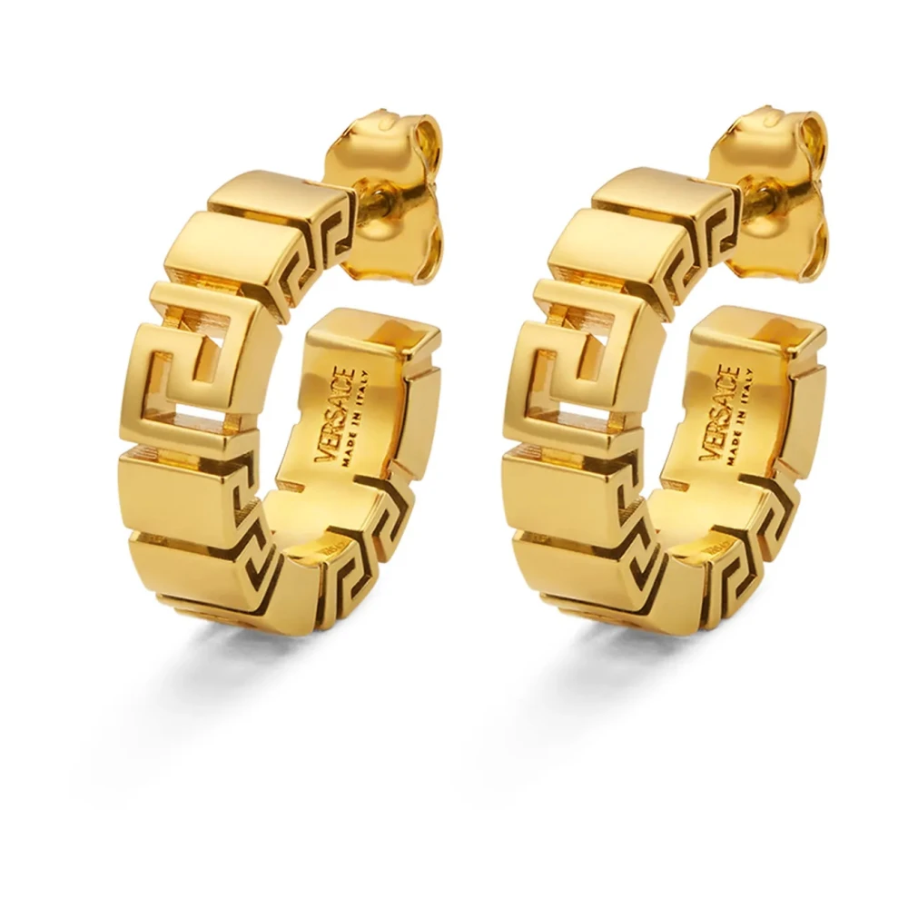 Versace Women's Yellow Earrings, One Size, Greca Motif Hoop