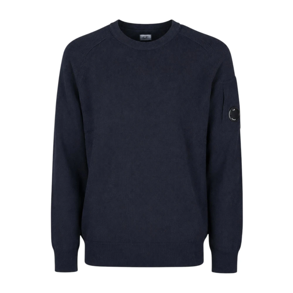 C.p. Company , Round-Neck Knitwear, Male, Blue, L, Lambswool Grs Crewneck Jumper - Image 3
