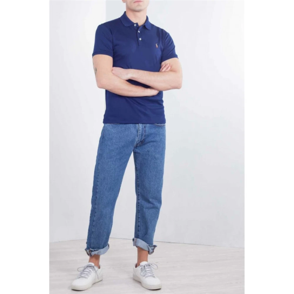 Polo Ralph Lauren Korte Mouw Pima Katoen Polo Blue Heren