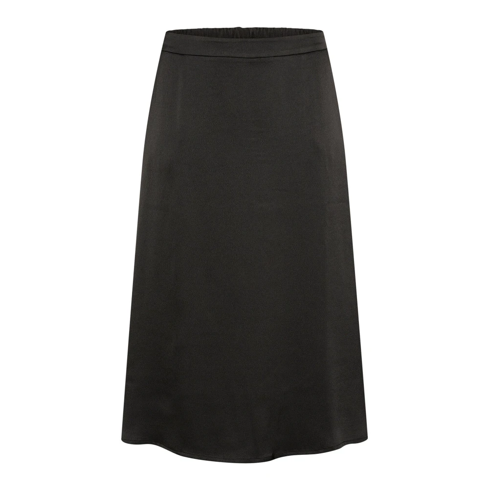 Kaffe Curve Women's Black Deep Elastic Waist Skirt - Midi Skirts - 7XL - Skirts