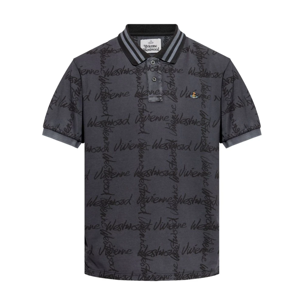 Vivienne Westwood Logo Print Polo Kraag T-shirts Gray Heren