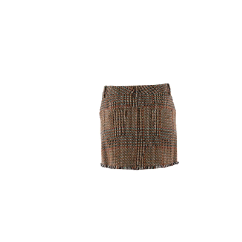 Stella Mccartney Bruine Tweed Rok met Franjes Brown Dames