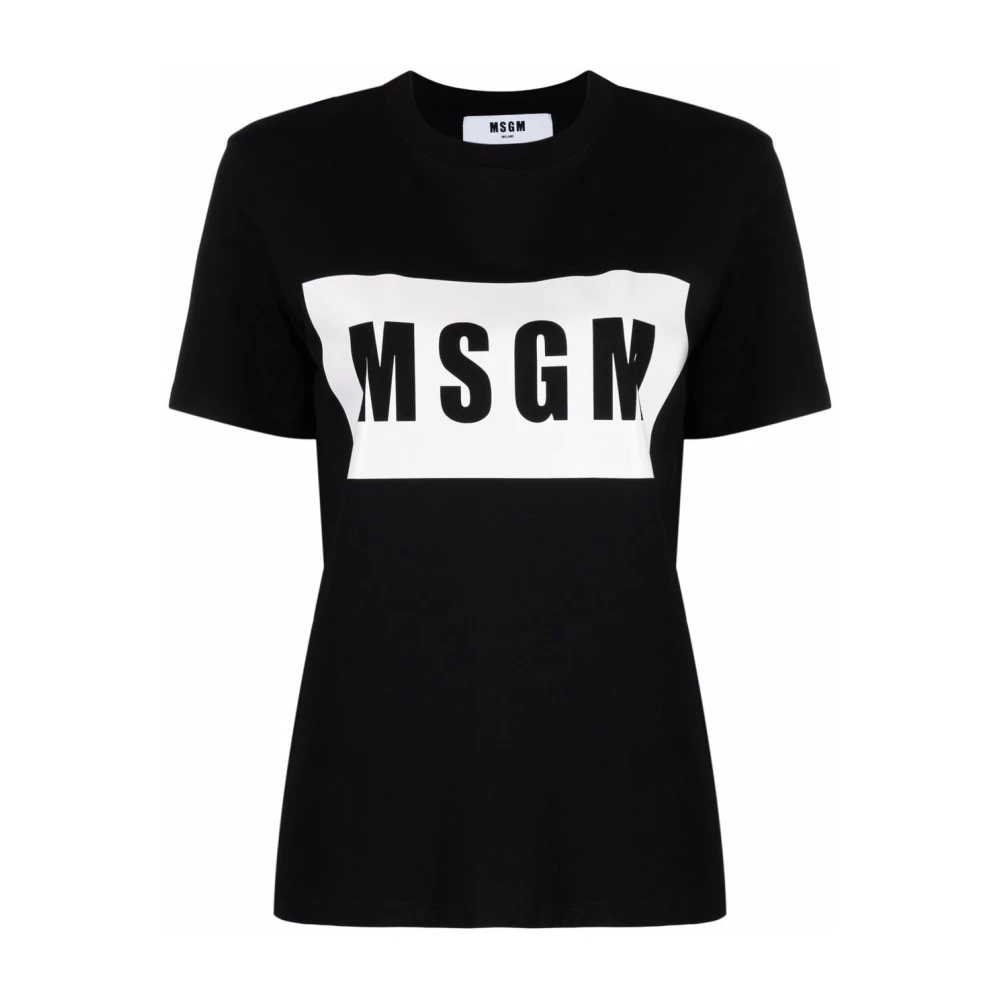 Msgm Women's Black Basic Cotton Tee Shirt