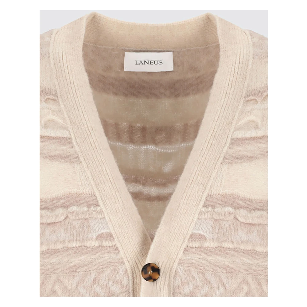 Laneus Cardigan Fantasia Jacquard Beige Heren