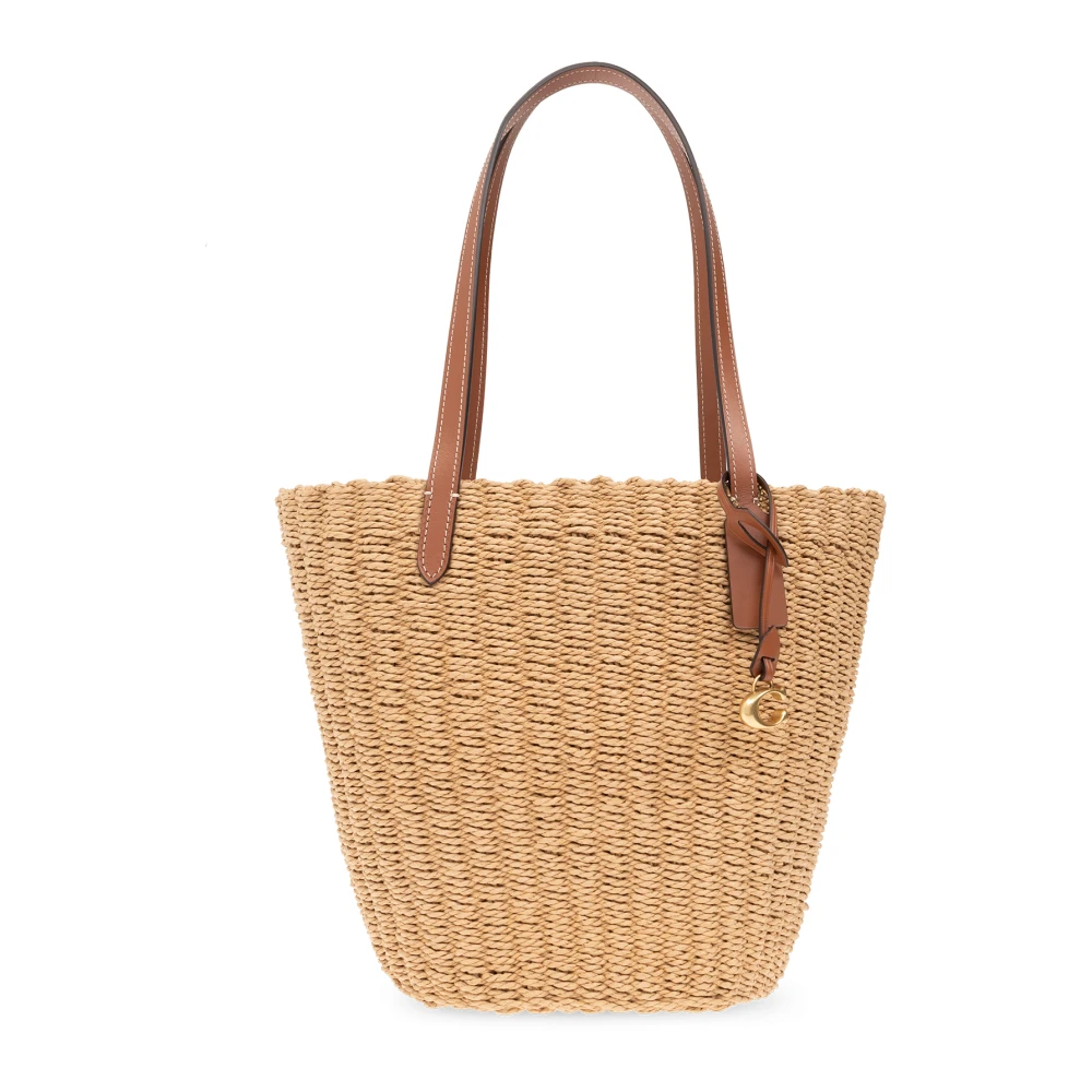 Coach Shoppers Small Straw Tote in beige
