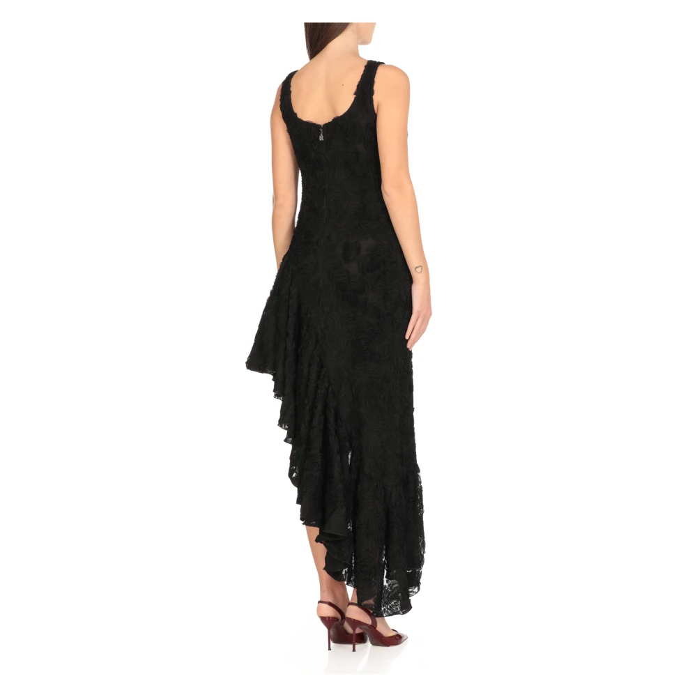 Rotate Birger Christensen Zwarte Roos Asymmetrische Mouwloze Jurk Black Dames