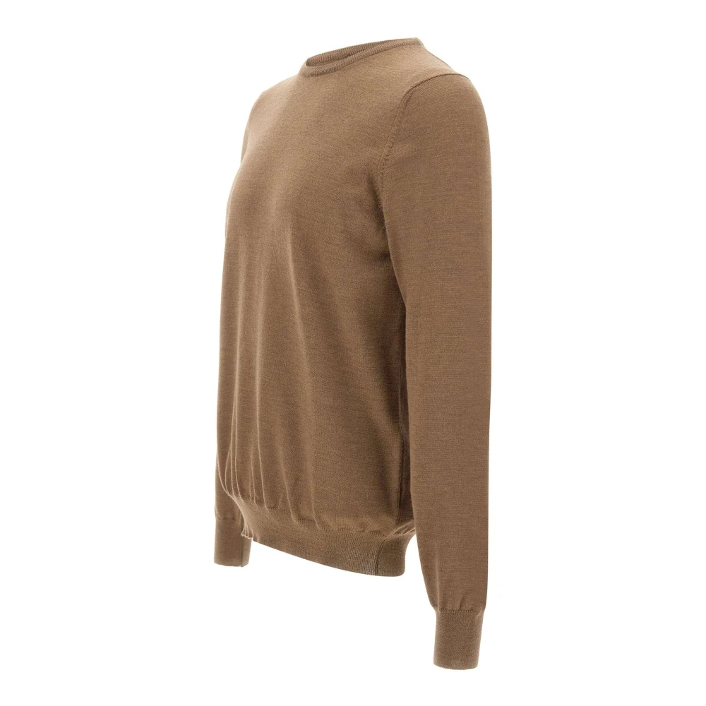Gran Sasso Merino Wol Crew Neck Sweater Brown Heren
