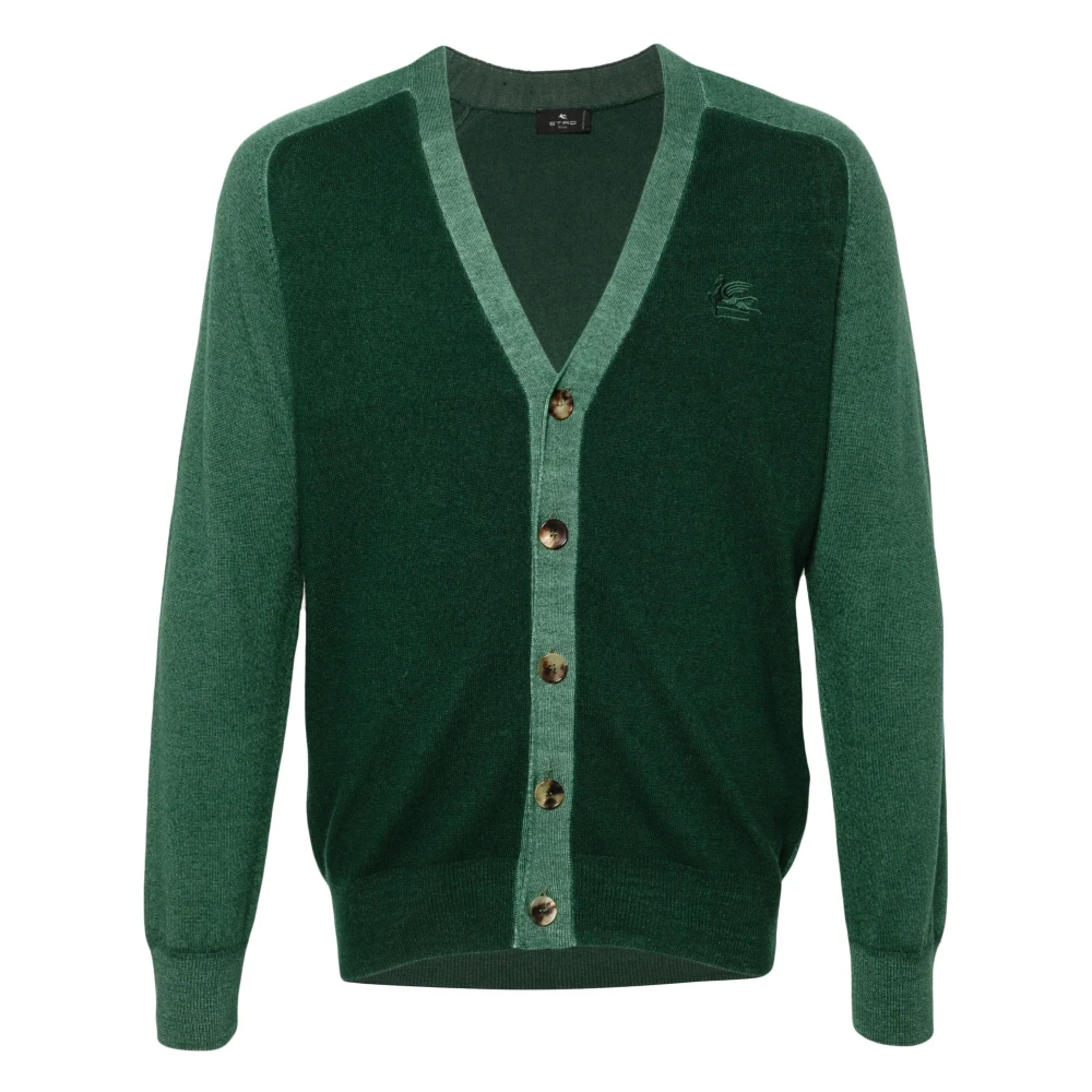 ETRO Blauwe Geborduurde Casual Vest Green Heren