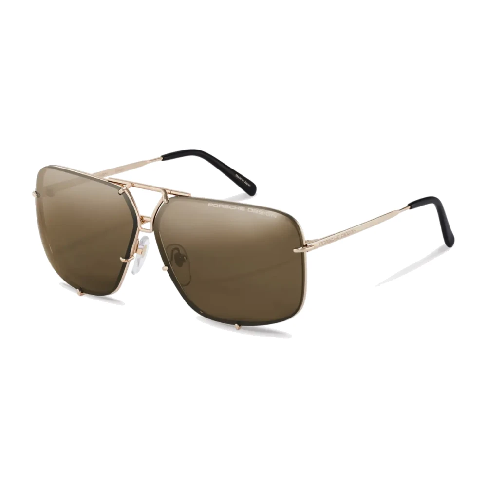 Porsche Design Unisex Yellow Sunglasses, 65 Mm, Gold Frame Sunglasses With Brown Lenses