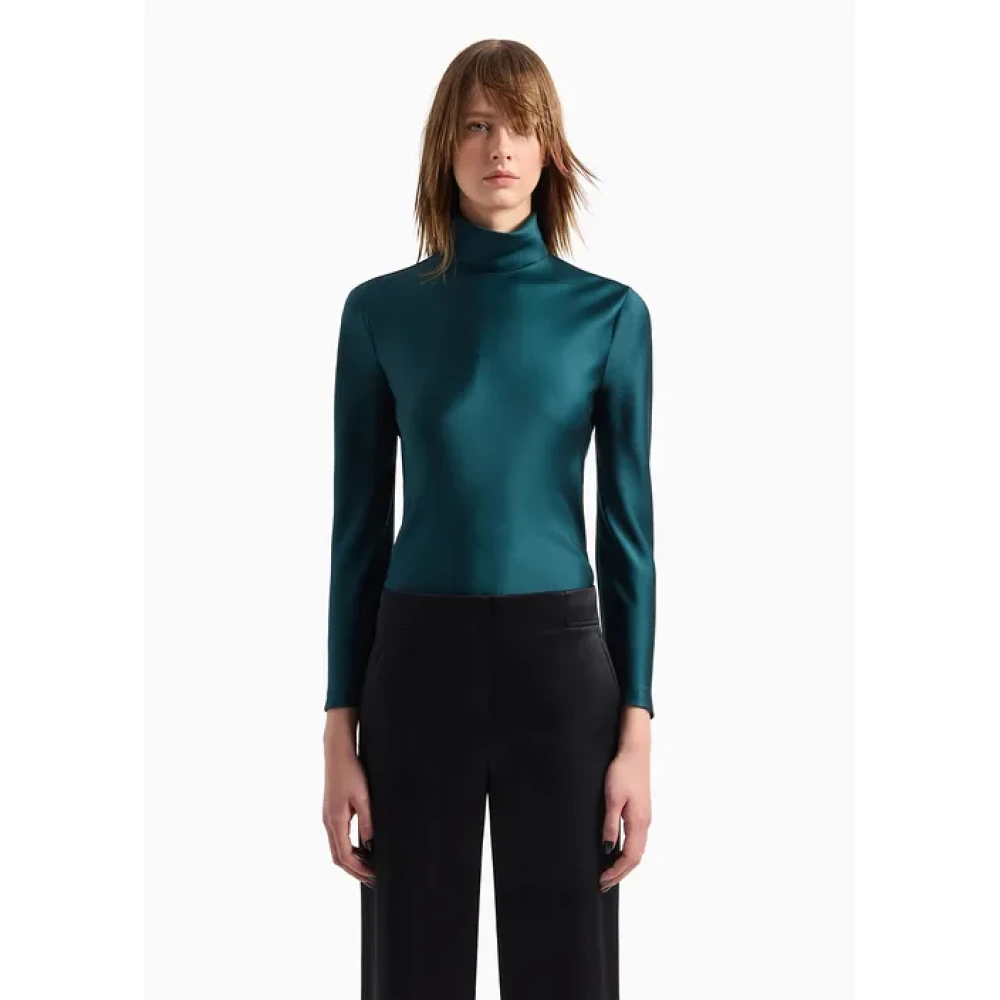 Giorgio Armani Elegante Groene Zijden Blouse Green Dames