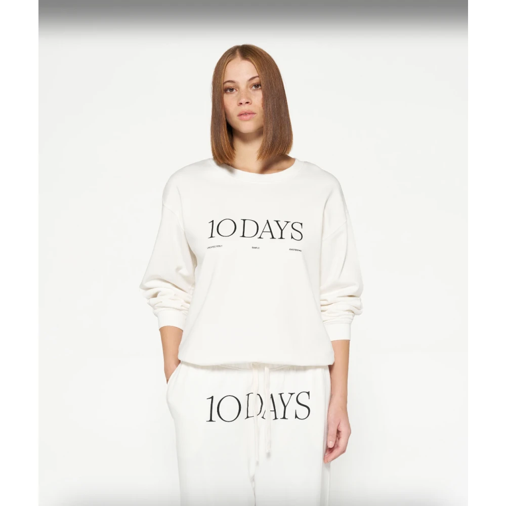 10Days 10 Days Logo Sweater Ecru 1002 Beige Dames