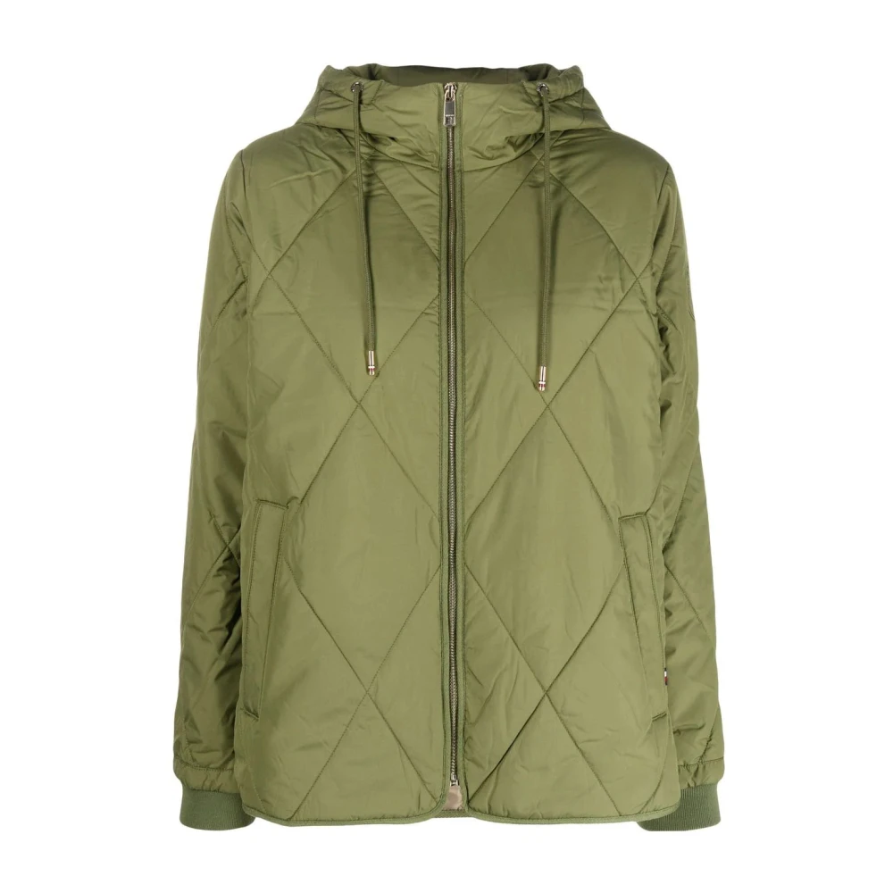 Tommy Hilfiger Women's Green Drawstring-Hood Padded Jacket - Winter Jackets - L - Jackets