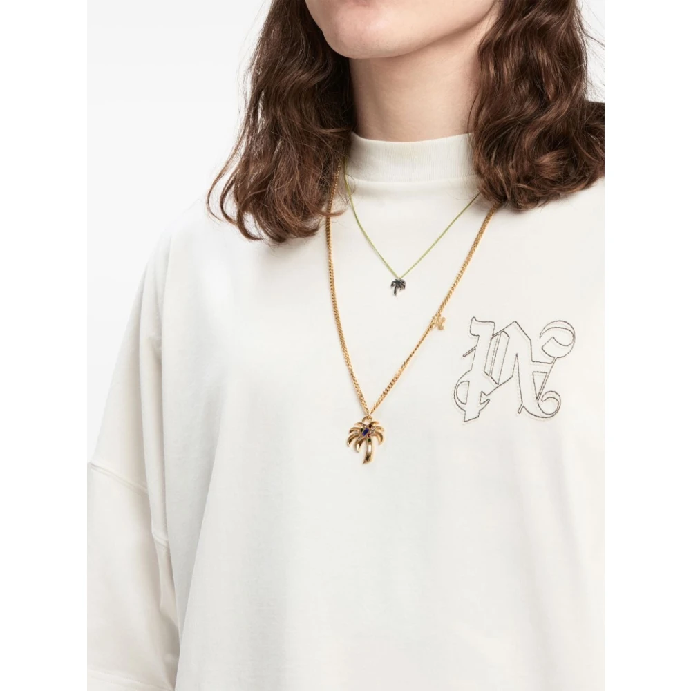 Palm Angels Witte T-shirts Polos voor mannen White Heren