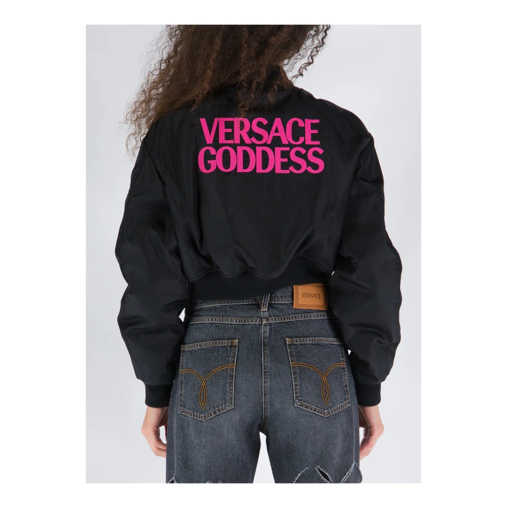 Versace Korte Bomberjas Goddess Black Dames
