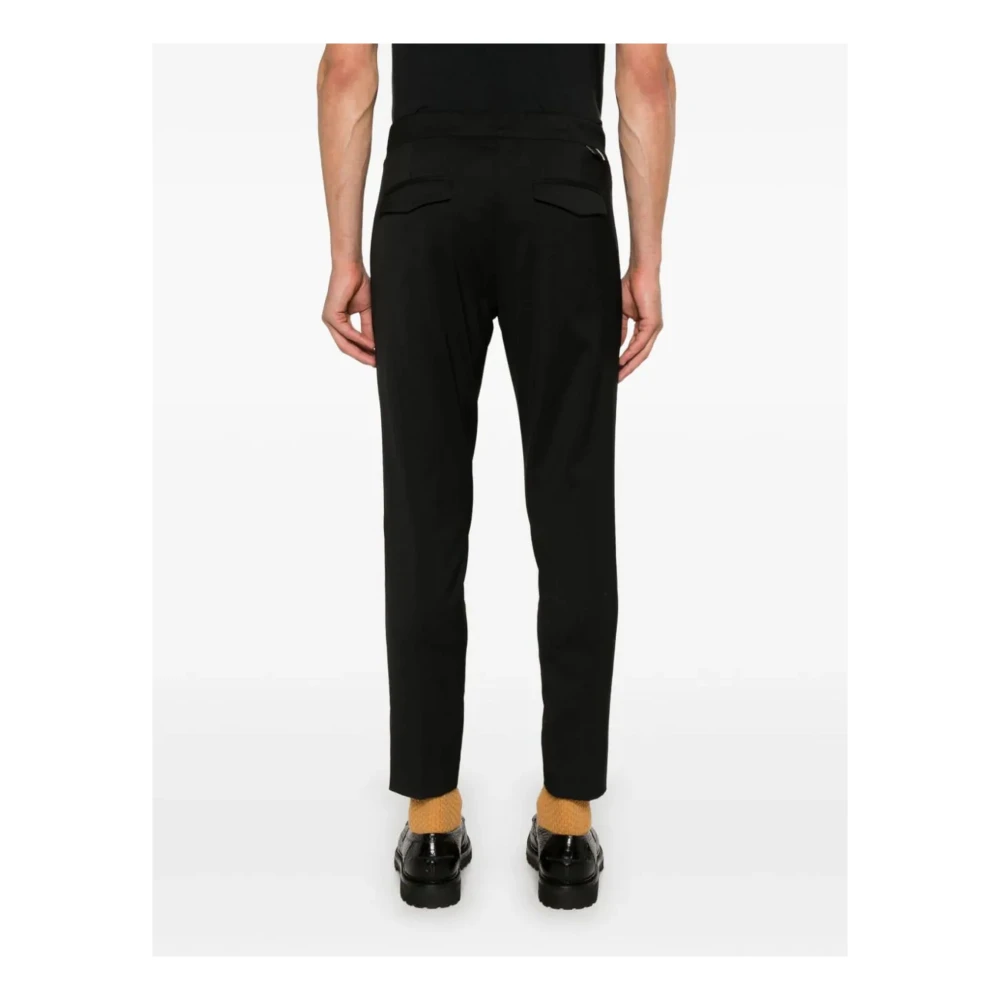 Low Brand Zwarte wollen broek met D-ringdetail Black Heren