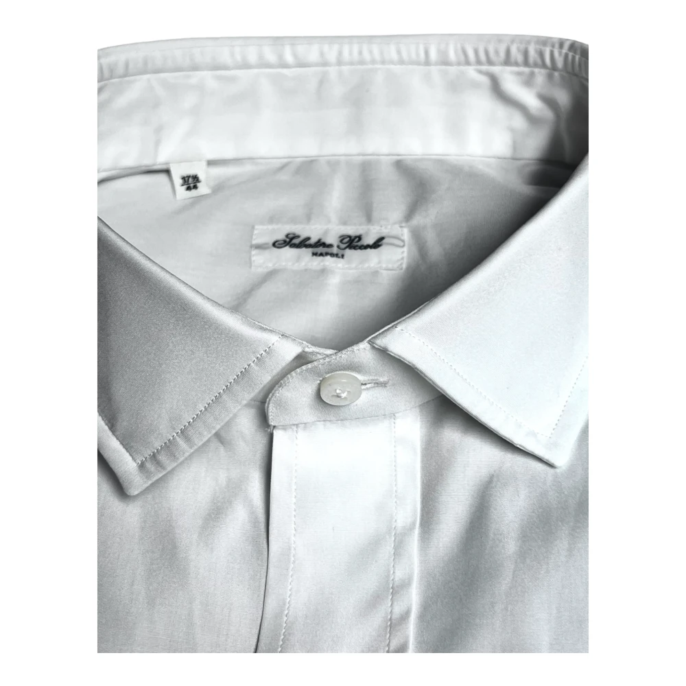 Salvatore Piccolo Napolitaans Popeline Wit Basisoverhemd White Heren