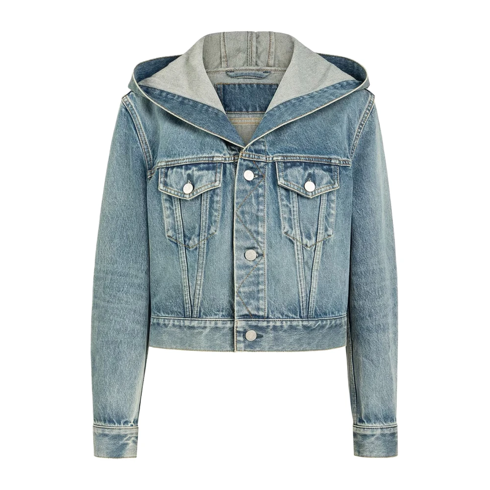 Alaïa Blue Cropped Hooded Denim Jacket - Female - Denim Jackets - S - Jackets