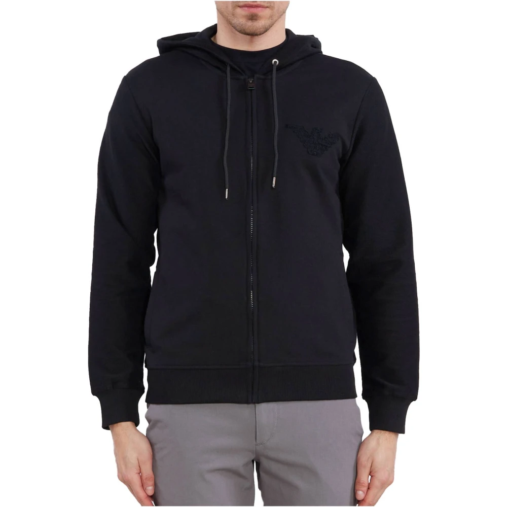 Emporio Armani Hoodie met rits Slim Fit Black Heren
