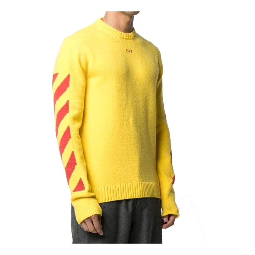 Off White Gele Sweater met Logo Detail Yellow Heren