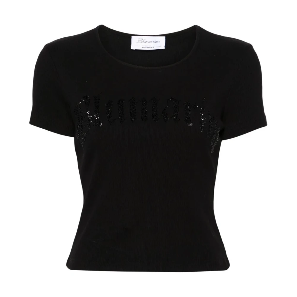 Blumarine Cropped T-Shirt N0990 Black Dames