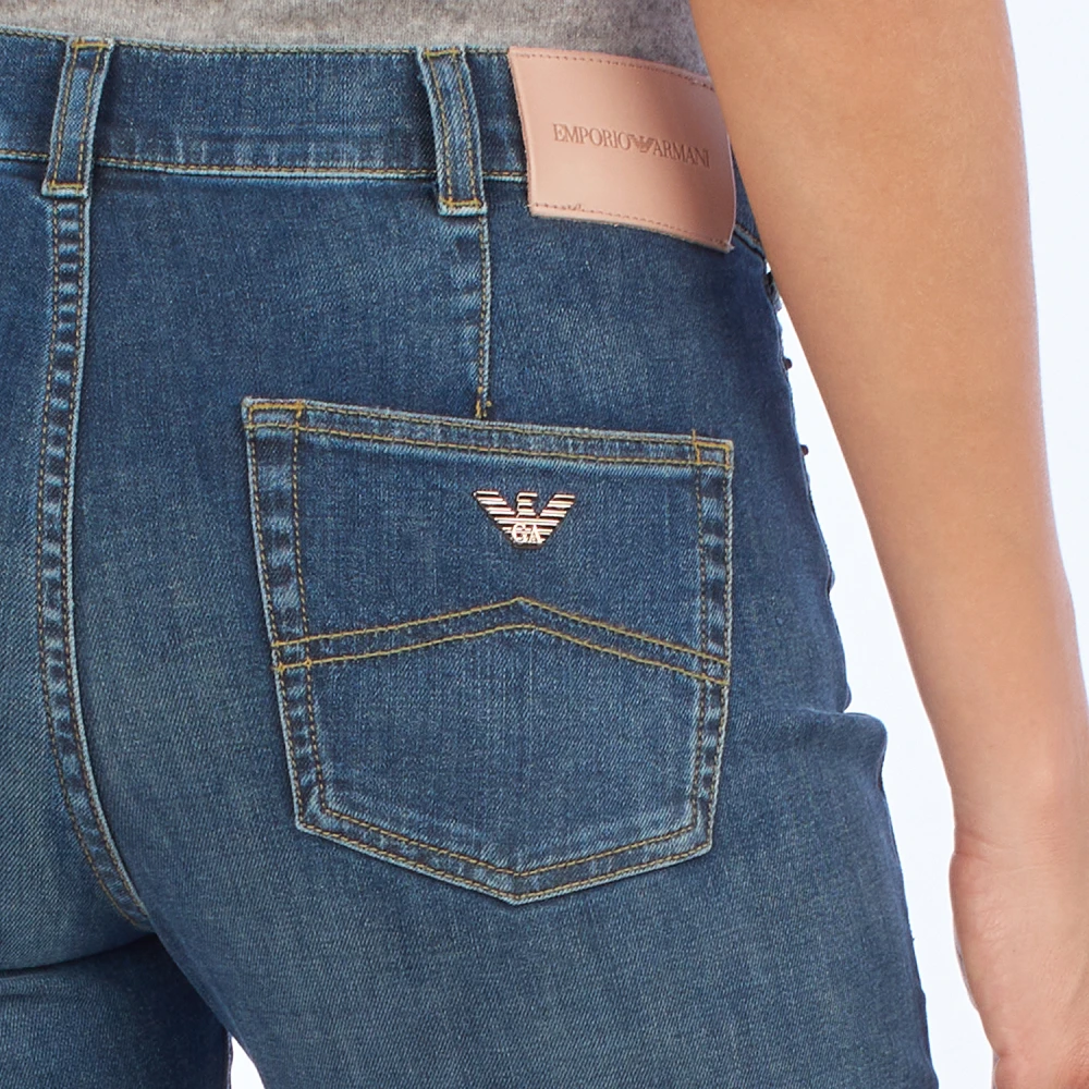 Emporio Armani Wide Leg Denim Jeans Blue Dames