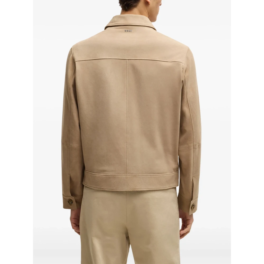 Hugo Boss Zachte suède jas met volledige rits Beige Heren