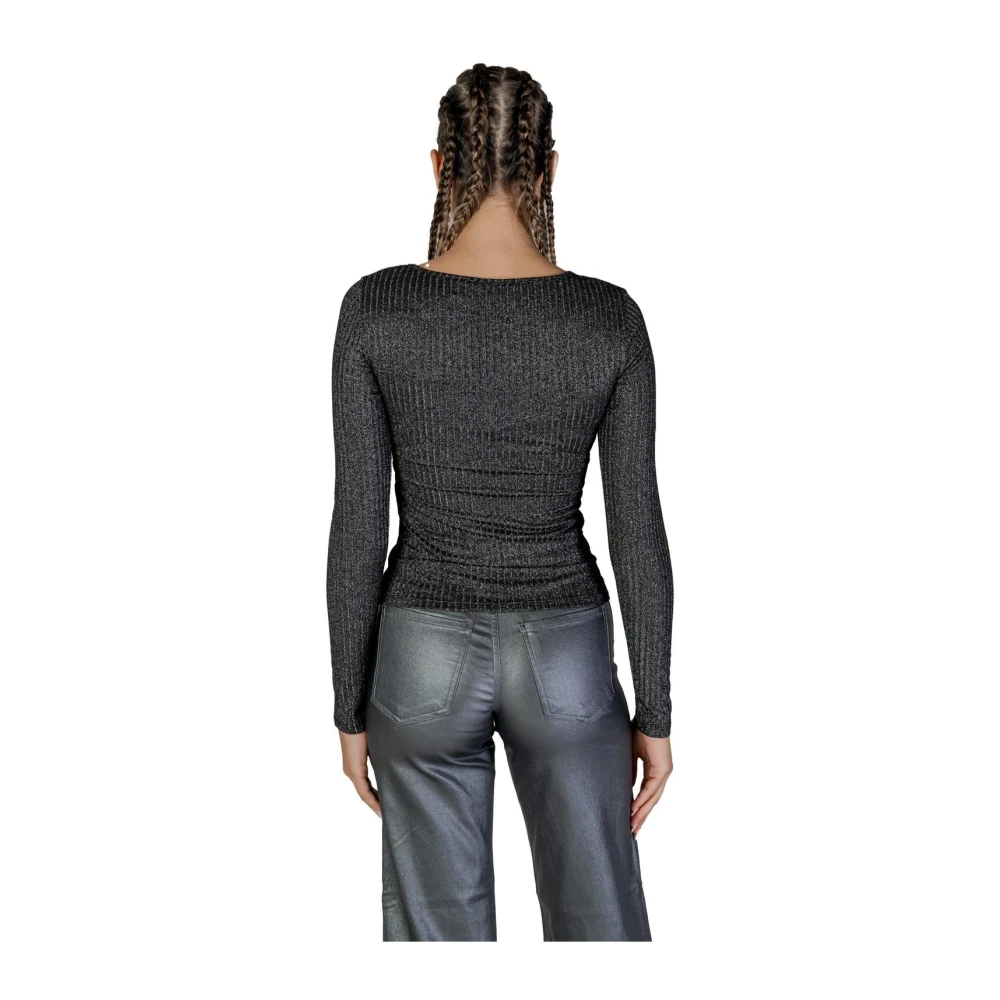 Vero Moda Metallic Gebreide Top Lange Mouwen Black Dames