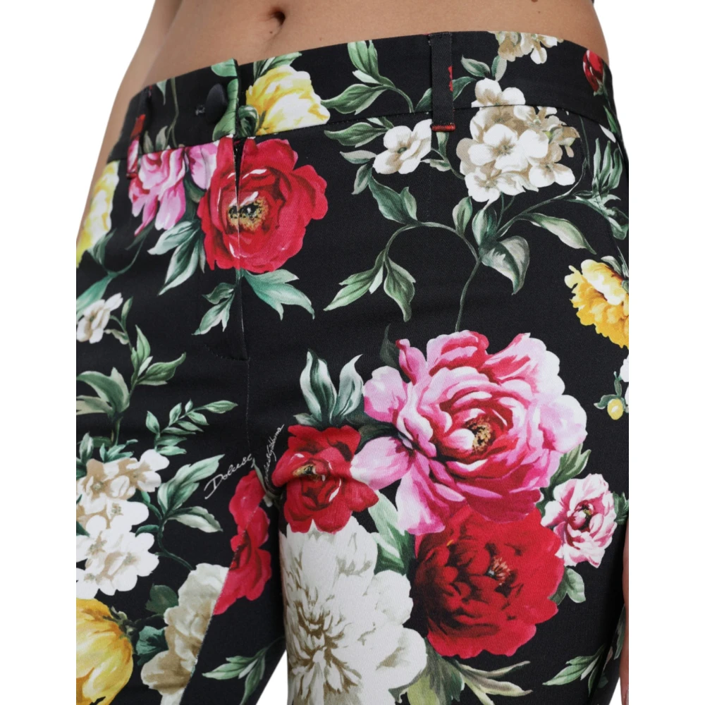 Dolce & Gabbana Elegante Bloemen Cropped Broek Multicolor Dames