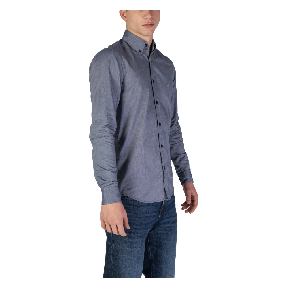 Hugo Boss Blauw Effen Overhemd met Lange Mouwen van Katoen Blue Heren