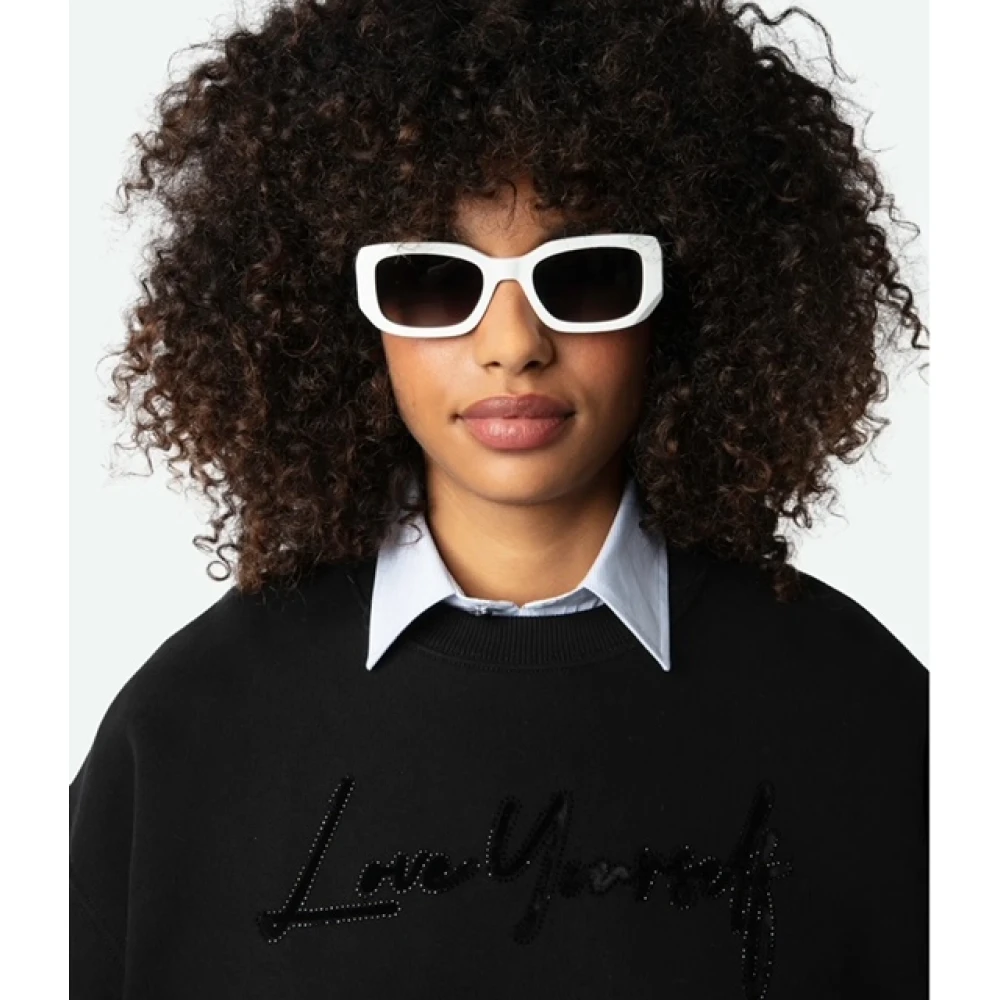 Zadig & Voltaire Zwarte Oversize Love Yourself Sweatshirt met Strass Black Dames