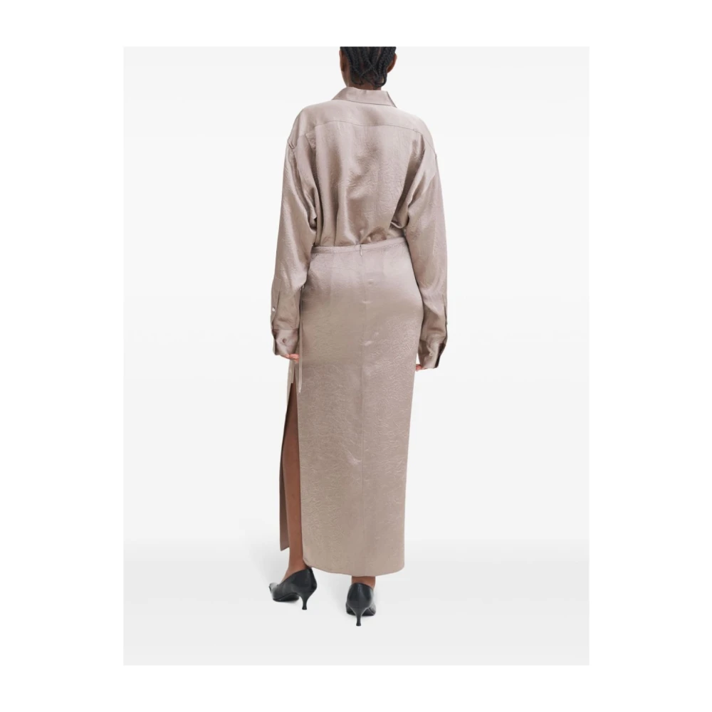 Filippa K Beige Satijnen Rok met Zijsplit Beige Dames