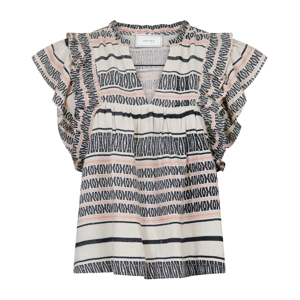 NEO NOIR Stitch Blouse met V-hals en Ruches Multicolor Dames