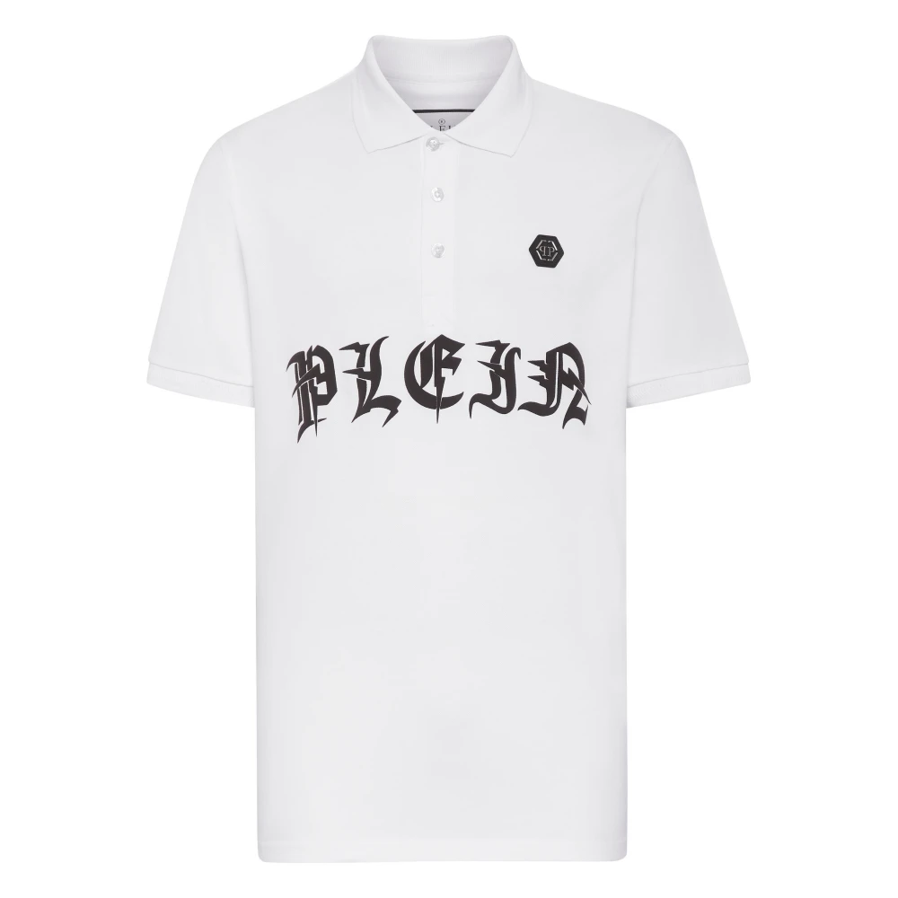 Philipp Plein Herr Vit Toppar 2XL, Bomull, Polo Shirt Gothic Plein