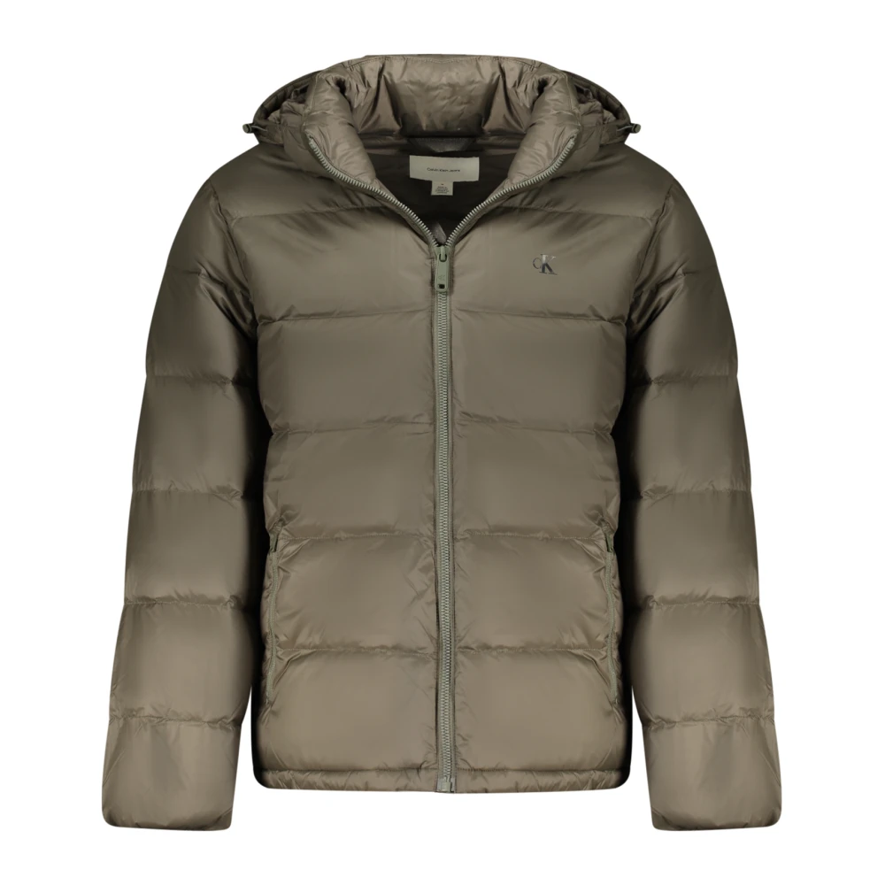 Calvin Klein Men's Brown Hooded Down Puffer Jacket - Down Jackets - Xl- Jackets