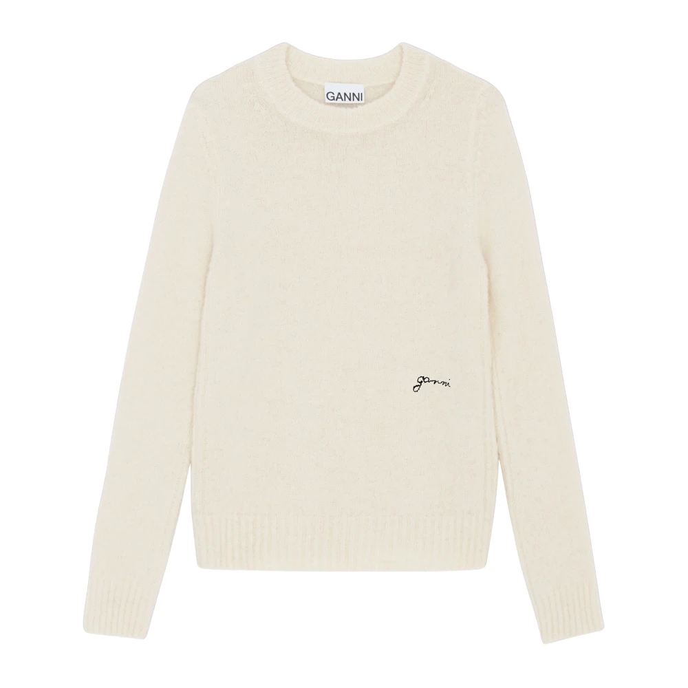 Ganni Zachte Alpaca Trui Beige Dames