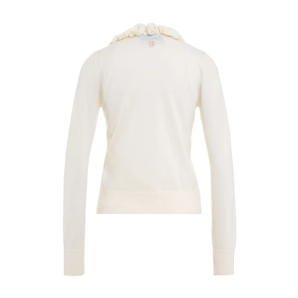 Blugirl Witte Gebreide Vest met Rozen White Dames
