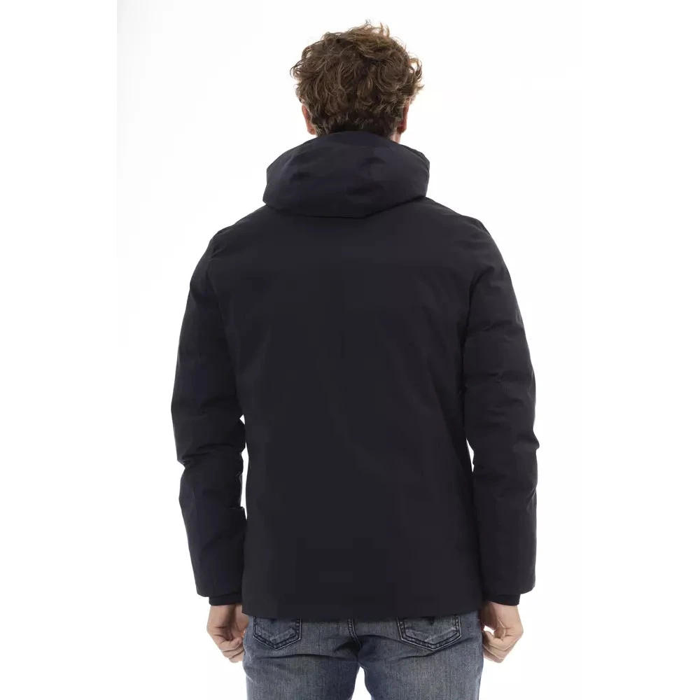 Baldinini Trendy Blauwe Jas met Gevlochten Zakken Black Heren