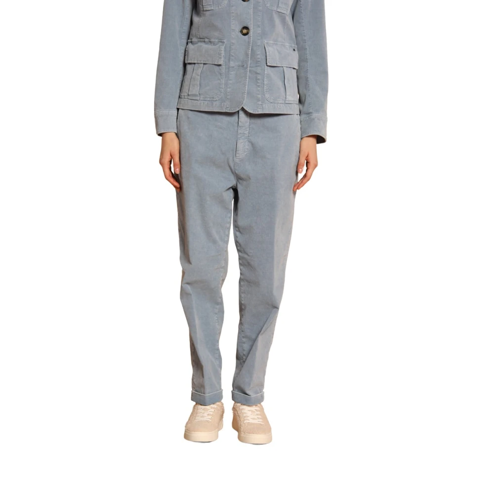 Mason's Velours Gestreepte Relaxte Pasvorm Chino Broek Blue Dames